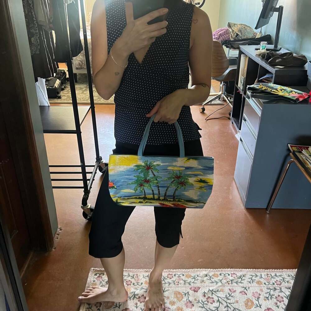 Tropical Tote Bag With Palm 90 E 0
